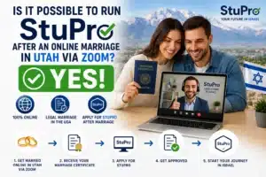 ₪ 1️⃣9️⃣8️⃣0️⃣ONLINE MARRIAGE IN UTAH FOR CITIZENS OF THE PHILIPPINES AND THAILAND in 2026 ☎ +972-54-215-07-24 24/7 ⭐⭐⭐⭐⭐ 2 Couple holding a Utah marriage certificate during a Zoom consultation about starting the STUPRO process in Israel after an online Utah marriage.