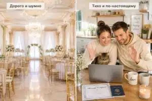 БРАК ЮТА ₪ 1️⃣9️⃣8️⃣0️⃣что сегодня стоит за этим понятием ⭐ 3 Сравнение традиционной свадьбы с онлайн-браком в Юте: пышный банкет и домашняя церемония через Zoom